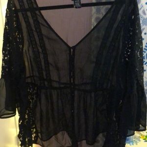 Plus Size Sheer Crochet Lace Top